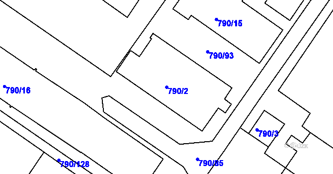 Parcela st. 790/2 v KÚ Svatobořice, Katastrální mapa
