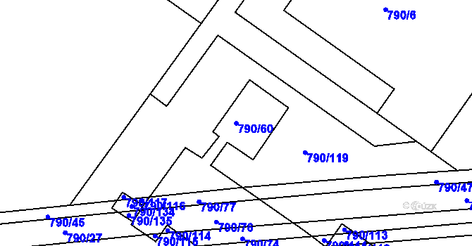 Parcela st. 790/60 v KÚ Svatobořice, Katastrální mapa