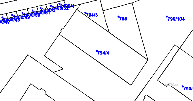 Parcela st. 794/4 v KÚ Svatobořice, Katastrální mapa