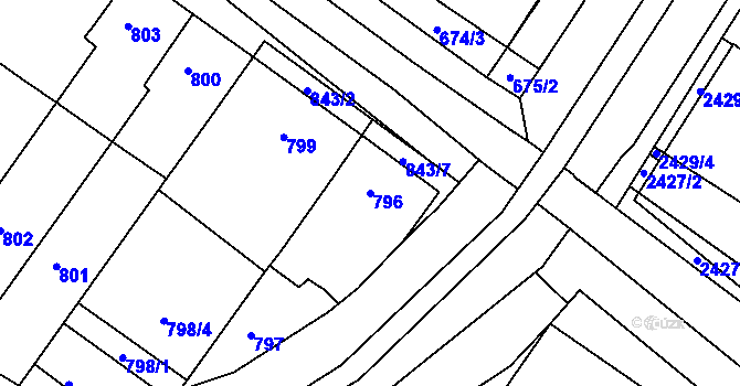 Parcela st. 796 v KÚ Svatobořice, Katastrální mapa