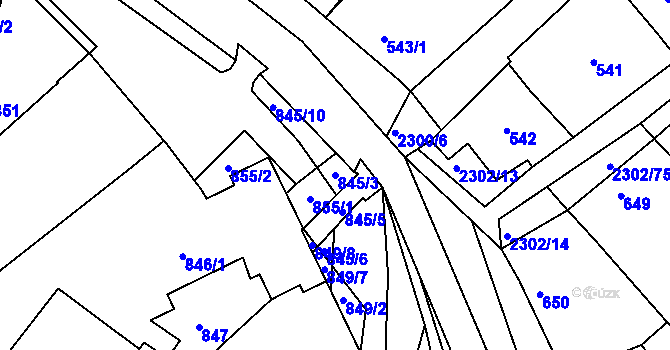 Parcela st. 845/3 v KÚ Svatobořice, Katastrální mapa