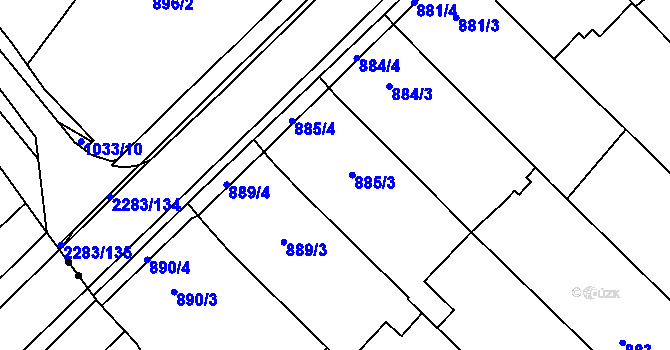 Parcela st. 885 v KÚ Svatobořice, Katastrální mapa