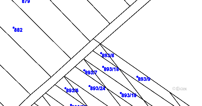 Parcela st. 893/8 v KÚ Svatobořice, Katastrální mapa