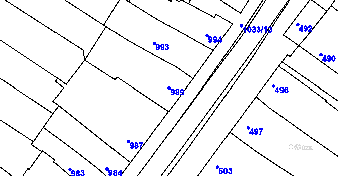 Parcela st. 989 v KÚ Svatobořice, Katastrální mapa