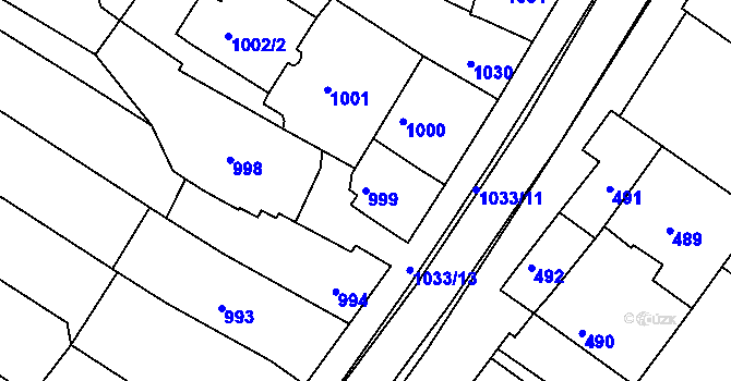Parcela st. 999 v KÚ Svatobořice, Katastrální mapa