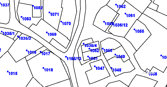 Parcela st. 1036/4 v KÚ Svatobořice, Katastrální mapa