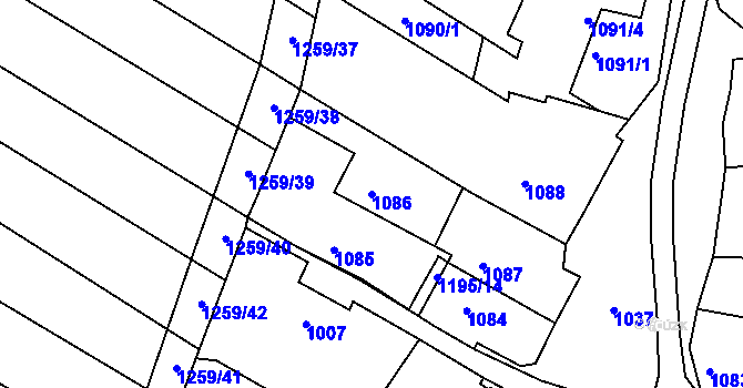 Parcela st. 1086 v KÚ Svatobořice, Katastrální mapa
