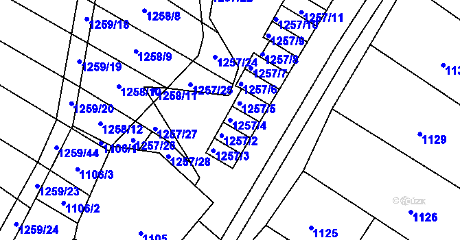 Parcela st. 1257/4 v KÚ Svatobořice, Katastrální mapa