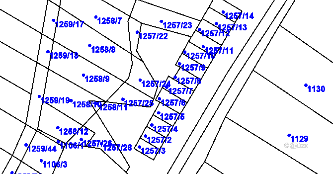 Parcela st. 1257/7 v KÚ Svatobořice, Katastrální mapa