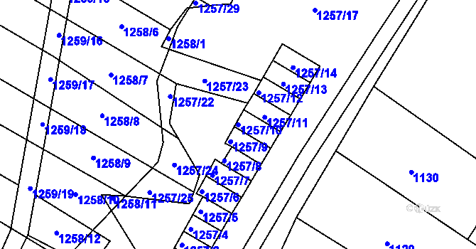 Parcela st. 1257/10 v KÚ Svatobořice, Katastrální mapa