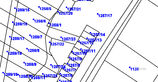 Parcela st. 1257/12 v KÚ Svatobořice, Katastrální mapa