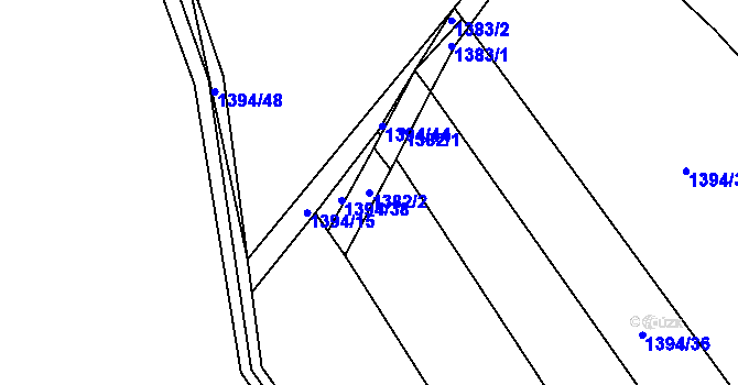 Parcela st. 1382/2 v KÚ Svatobořice, Katastrální mapa