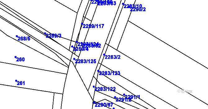 Parcela st. 2283/2 v KÚ Svatobořice, Katastrální mapa