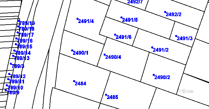 Parcela st. 2490/4 v KÚ Svatobořice, Katastrální mapa