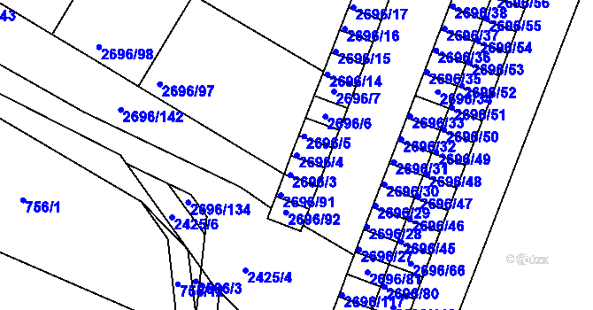 Parcela st. 2696/4 v KÚ Svatobořice, Katastrální mapa