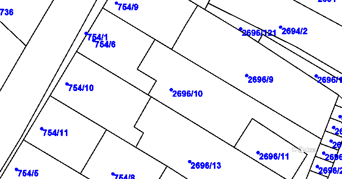 Parcela st. 2696/10 v KÚ Svatobořice, Katastrální mapa