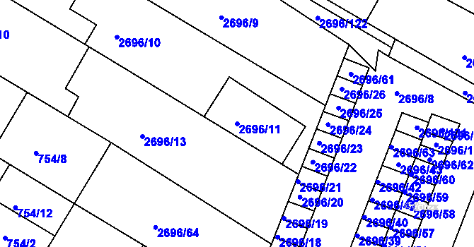 Parcela st. 2696/11 v KÚ Svatobořice, Katastrální mapa