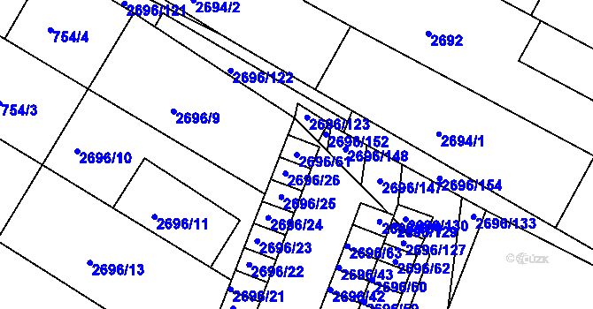 Parcela st. 2696/61 v KÚ Svatobořice, Katastrální mapa