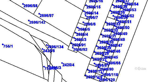 Parcela st. 2696/90 v KÚ Svatobořice, Katastrální mapa