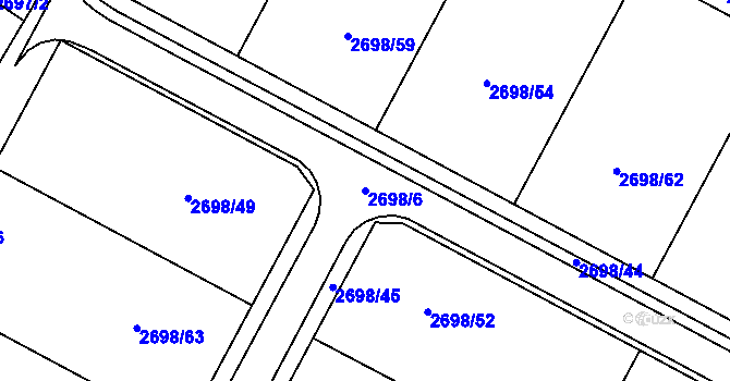 Parcela st. 2698/6 v KÚ Svatobořice, Katastrální mapa