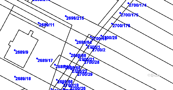 Parcela st. 2700/1 v KÚ Svatobořice, Katastrální mapa