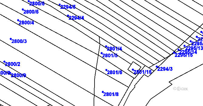 Parcela st. 2801/5 v KÚ Svatobořice, Katastrální mapa