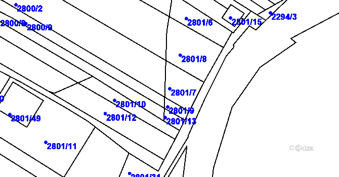 Parcela st. 2801/7 v KÚ Svatobořice, Katastrální mapa