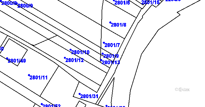 Parcela st. 2801/9 v KÚ Svatobořice, Katastrální mapa