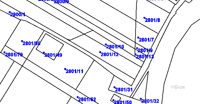 Parcela st. 2801/12 v KÚ Svatobořice, Katastrální mapa