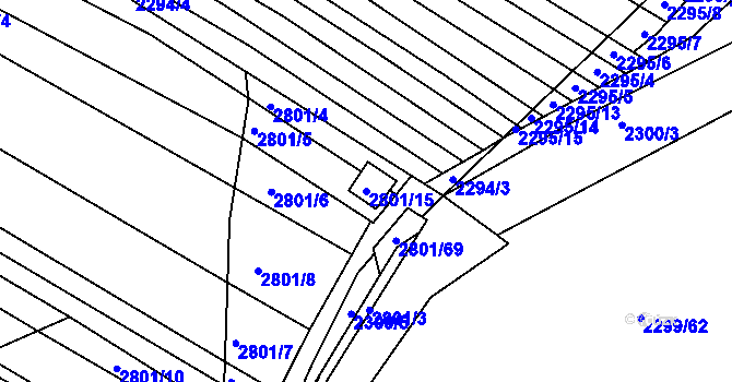 Parcela st. 2801/15 v KÚ Svatobořice, Katastrální mapa