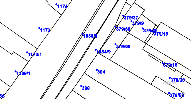 Parcela st. 1034/9 v KÚ Svatobořice, Katastrální mapa