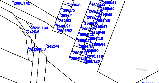 Parcela st. 2696/96 v KÚ Svatobořice, Katastrální mapa