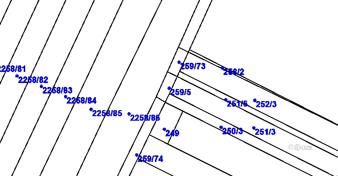 Parcela st. 259/5 v KÚ Svatobořice, Katastrální mapa