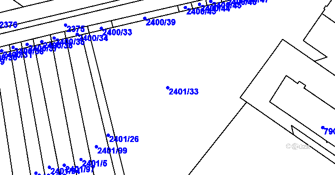 Parcela st. 2401/33 v KÚ Svatobořice, Katastrální mapa