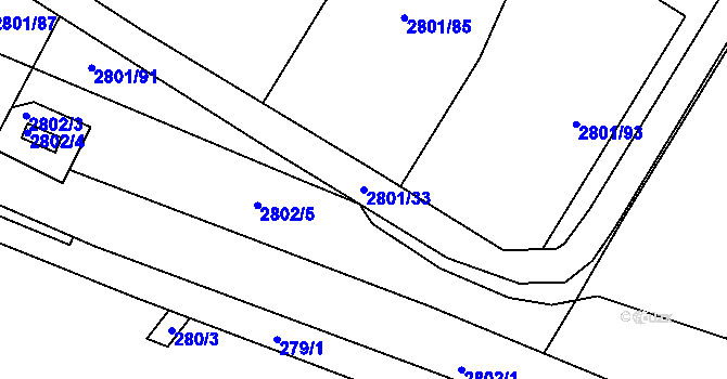 Parcela st. 2801/33 v KÚ Svatobořice, Katastrální mapa