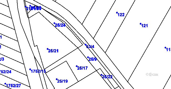 Parcela st. 53/4 v KÚ Svatobořice, Katastrální mapa