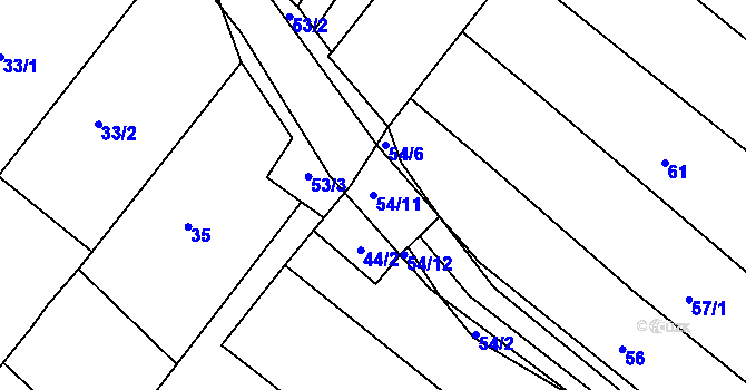 Parcela st. 54/11 v KÚ Svatobořice, Katastrální mapa