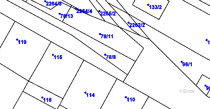 Parcela st. 78/8 v KÚ Svatobořice, Katastrální mapa