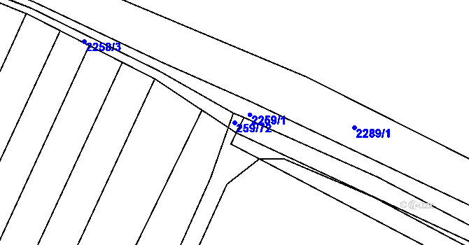 Parcela st. 259/72 v KÚ Svatobořice, Katastrální mapa