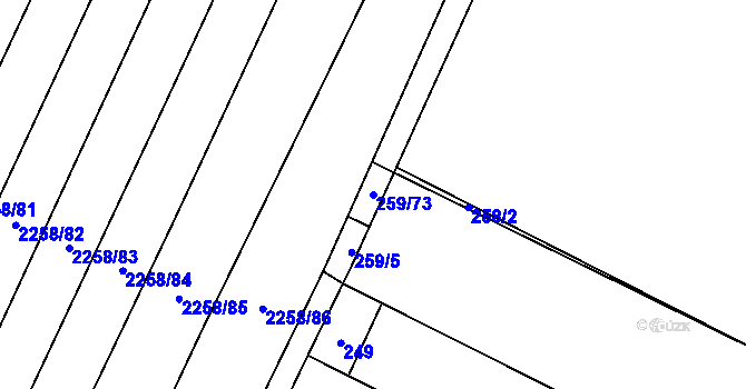 Parcela st. 259/73 v KÚ Svatobořice, Katastrální mapa