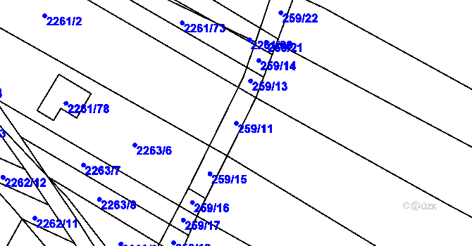 Parcela st. 259/11 v KÚ Svatobořice, Katastrální mapa