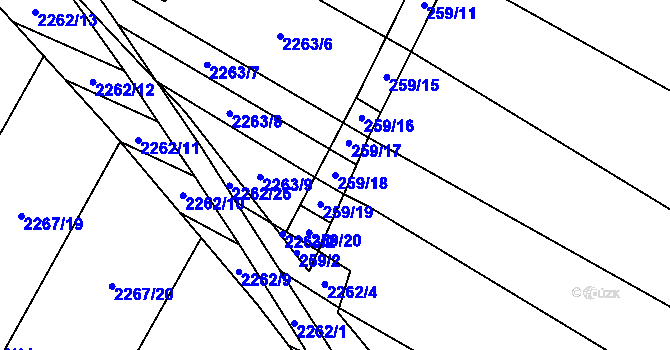 Parcela st. 259/18 v KÚ Svatobořice, Katastrální mapa