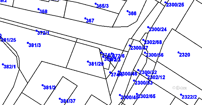 Parcela st. 374/2 v KÚ Svatobořice, Katastrální mapa