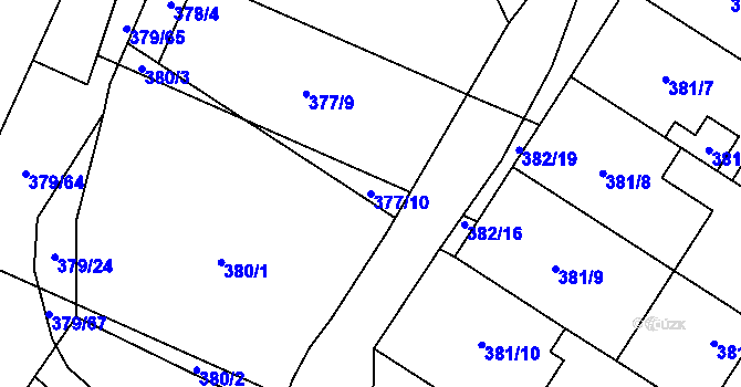 Parcela st. 377/10 v KÚ Svatobořice, Katastrální mapa