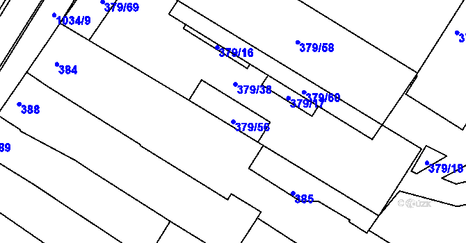 Parcela st. 379/56 v KÚ Svatobořice, Katastrální mapa