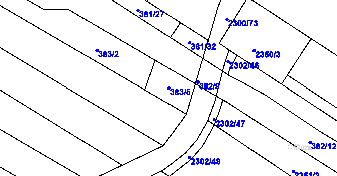 Parcela st. 383/5 v KÚ Svatobořice, Katastrální mapa