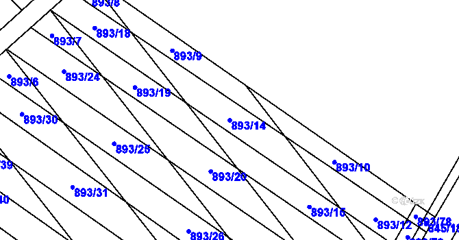 Parcela st. 893/14 v KÚ Svatobořice, Katastrální mapa