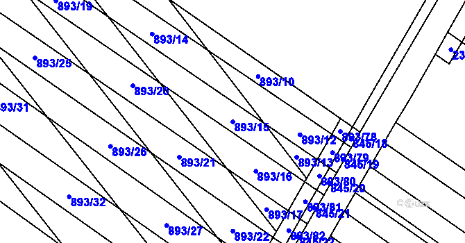 Parcela st. 893/15 v KÚ Svatobořice, Katastrální mapa