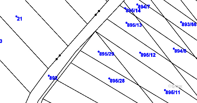 Parcela st. 895/29 v KÚ Svatobořice, Katastrální mapa