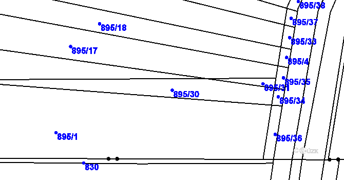 Parcela st. 895/30 v KÚ Svatobořice, Katastrální mapa